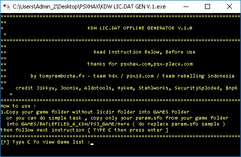 KDW LIC.DAT Offline Generator v1.0 for PS3.png