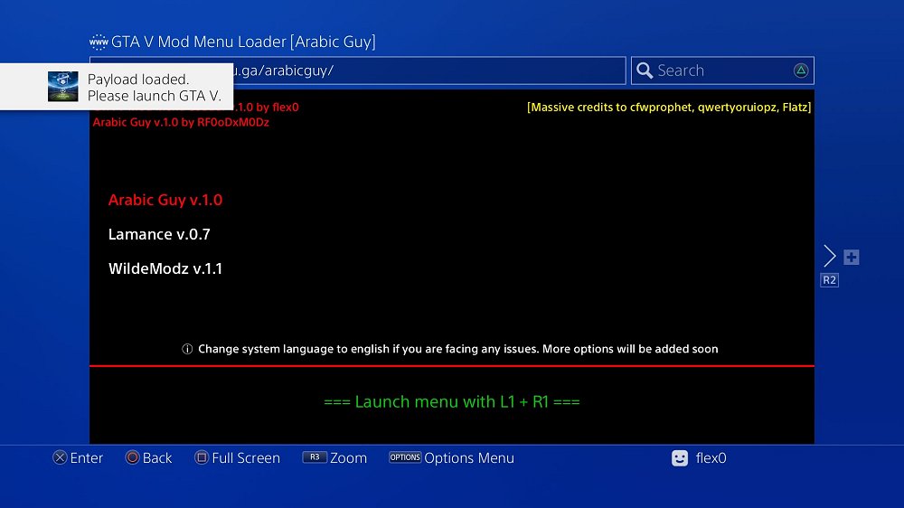 Load Grand Theft Auto V 4.55 Mod Menus Through PS4 Browser.jpg