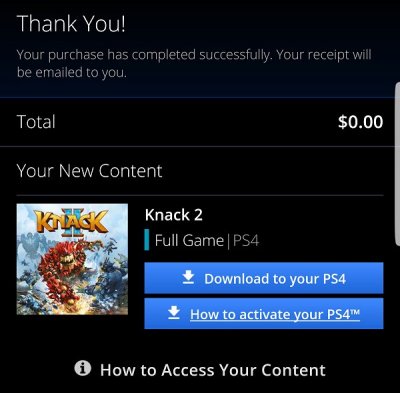 Knack 2 PS4 Free on New Zealand Russia PSN Store Due to Glitch 2.jpg